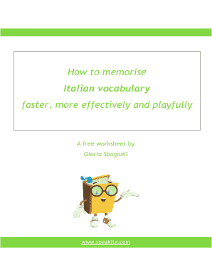 Italian Vocabulary Memorization Worksheet