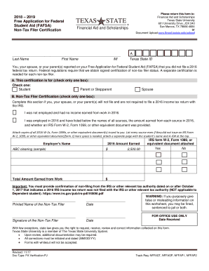 Non-Tax Filer Certification Form