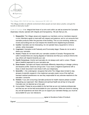 The Village Cannabis Dispensary Code of Conduct