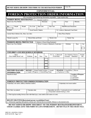 Foreign Protection Order Information Form