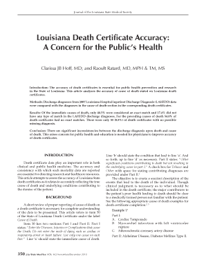 Louisiana Death certificate Accuracy: A concern for the Public's health