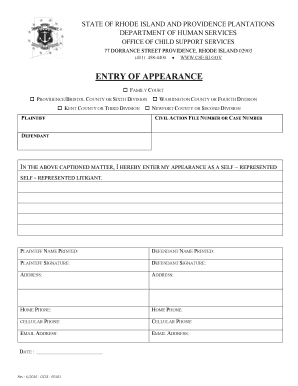 Rhode Island Entry of Appearance Form