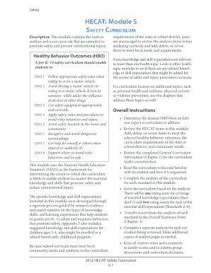 Safety Curriculum Analysis Form