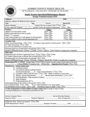 Septic System Operation/Maintenance Report