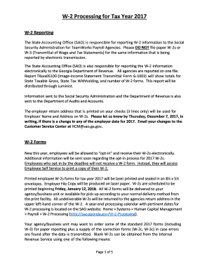 W-2 Processing Instructions for Tax Year 2017