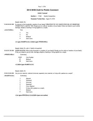 NHIS Adult Annual Health Survey Form