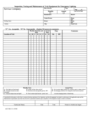 Emergency Lighting Inspection Form
