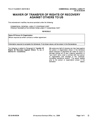 Commercial General Liability Waiver