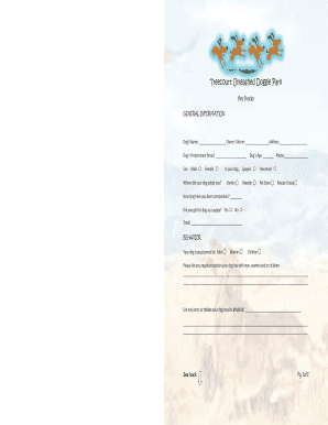Dog Park Registration Form