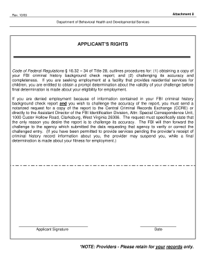 Applicant Rights Notice for FBI Background Check