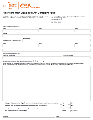 Americans With Disabilities Act Complaint Form
