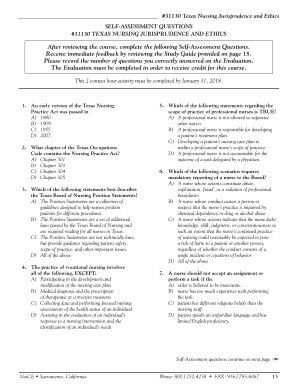 Texas Nursing Jurisprudence and Ethics Self-Assessment