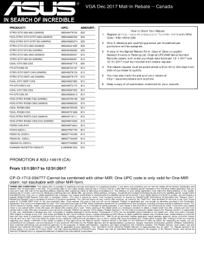 ASUS Canada Mail-In Rebate Form