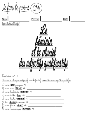 Feuille de travail de grammaire française