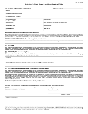 Solicitor's Final Report and Certificate of Title