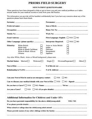 New Patient Questionnaire