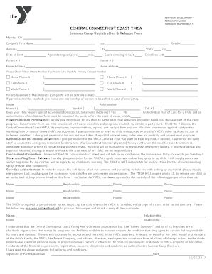 YMCA Summer Camp Registration Form
