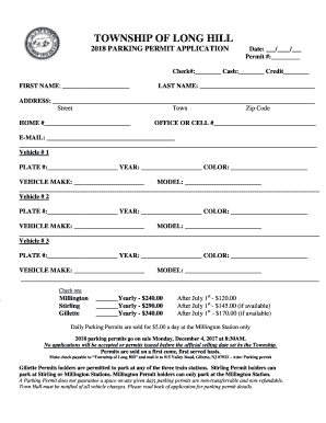 Township of Long Hill Parking Permit Application