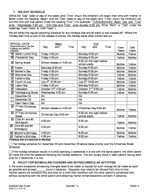 Holiday Schedule Agreement