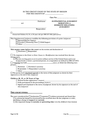 Supplemental Judgment Modifying Domestic Relations