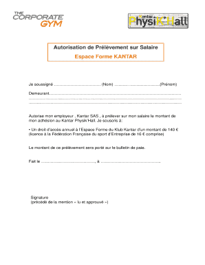 Autorisation de Prélèvement sur Salaire