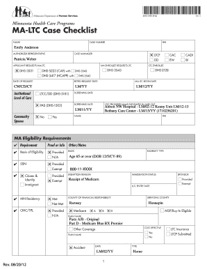 Minnesota MA-LTC Case Checklist