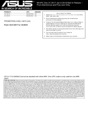 Fry's Electronics Mail-In Rebate Form