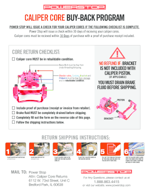 Power Stop Caliper Core Buy-Back Form