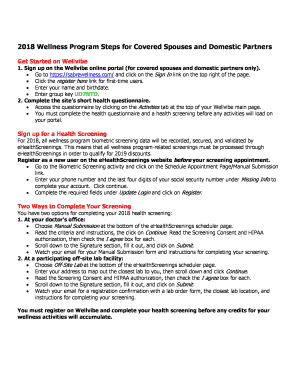 2018 Wellness Program Steps for Covered Spouses and Domestic Partners