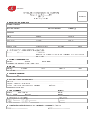 Formulario de Información Socioeconómica para Solicitud de Beca