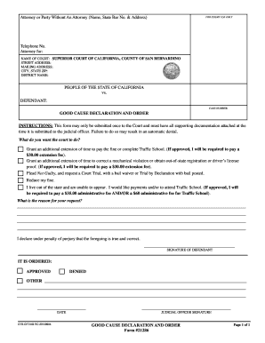 California Good Cause Declaration and Order