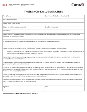 Non-Exclusive License for Thesis Submission