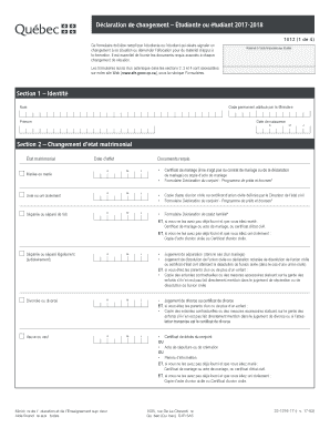 Déclaration de changement — Étudiante ou étudiant