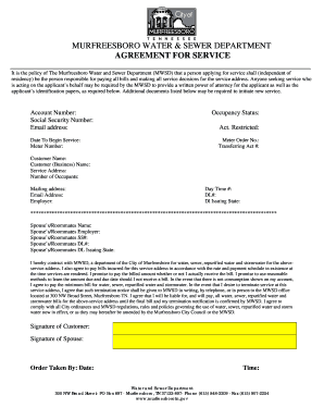 Murfreesboro Water and Sewer Service Agreement