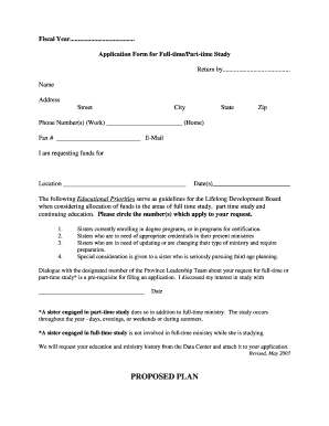 Application Form for Full-time/Part-time Study