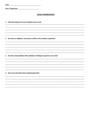 Service Industry Questionnaire