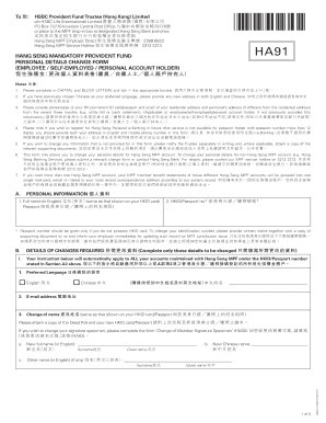 Hang Seng MPF Personal Details Change Form