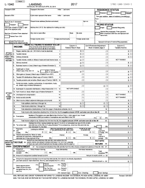 Michigan Lansing Individual Income Tax Return Form L-1040