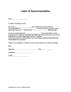 Letter of Recommendation