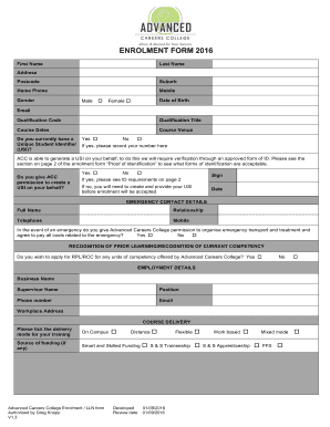 Advanced Careers College Enrolment Form