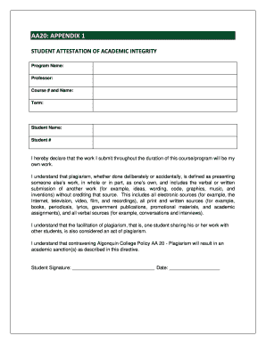 Student Attestation of Academic Integrity
