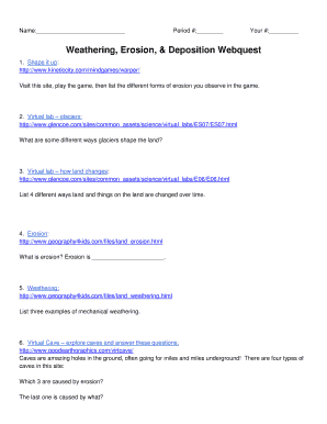 Weathering Erosion Deposition Webquest
