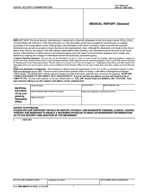 SSA Medical Report Form