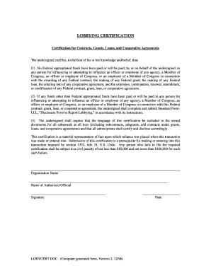 Lobbying Certification Form