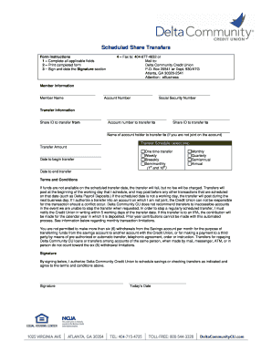 Delta Community Credit Union Share Transfer Form