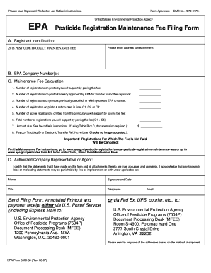 EPA Pesticide Registration Maintenance Fee Form