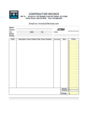 Contractor Invoice Template