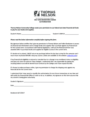 Bookstore Charge Authorization Form