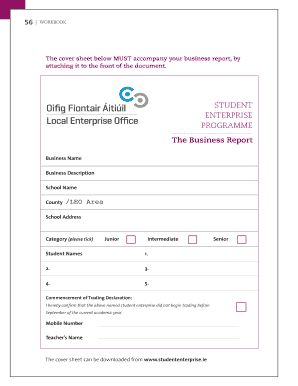 Student Enterprise Business Report Cover Sheet