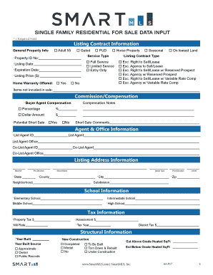 Single Family Residential For Sale Listing Contract